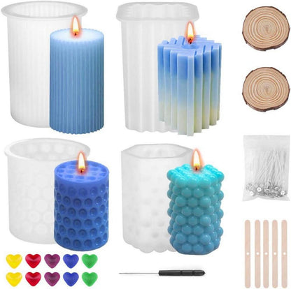 DIY Kerzen Gießformen Set mit Kerzendochten und 10 Kerzenwachs Farben