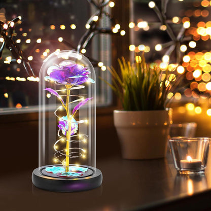 Ewige Rose im Glas mit LED Licht - Romantische Geschenkidee