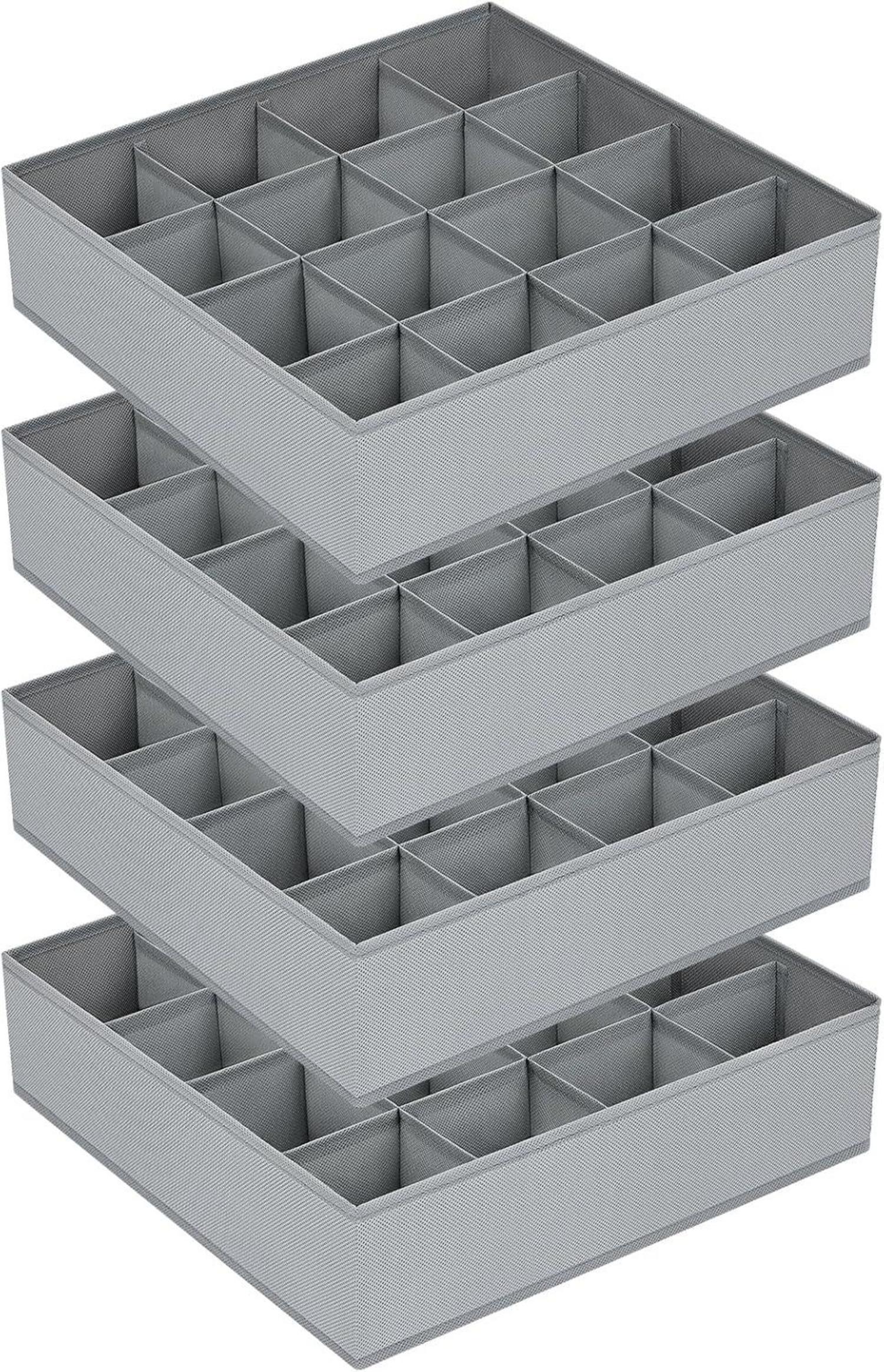 Socken Aufbewahrungsboxen 4 Stück Organizer 16 Fächer- Hellgrau