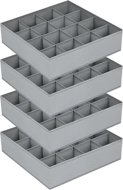 Socken Aufbewahrungsboxen 4 Stück Organizer 16 Fächer- Hellgrau