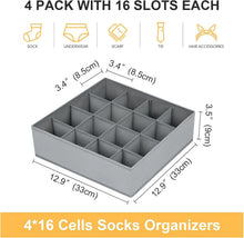 Socken Organizer Set 4 Stück - 16 Fächer Schubladen
