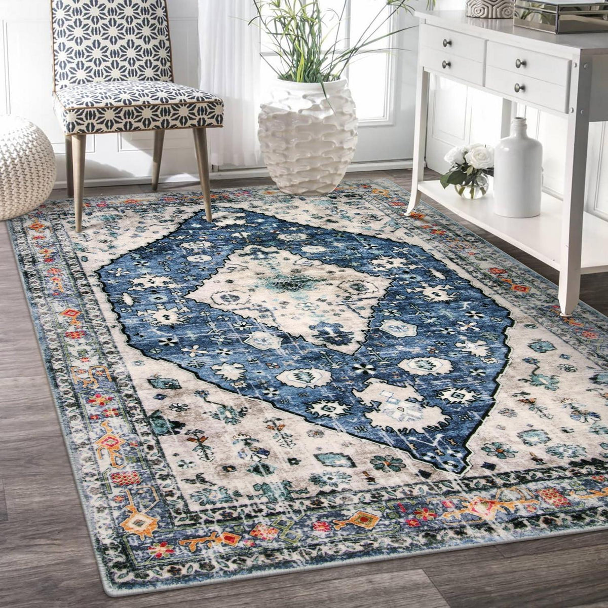 Boho Teppich 90x150cm Waschbar – Weicher Kurzflor für Wohnzimmer