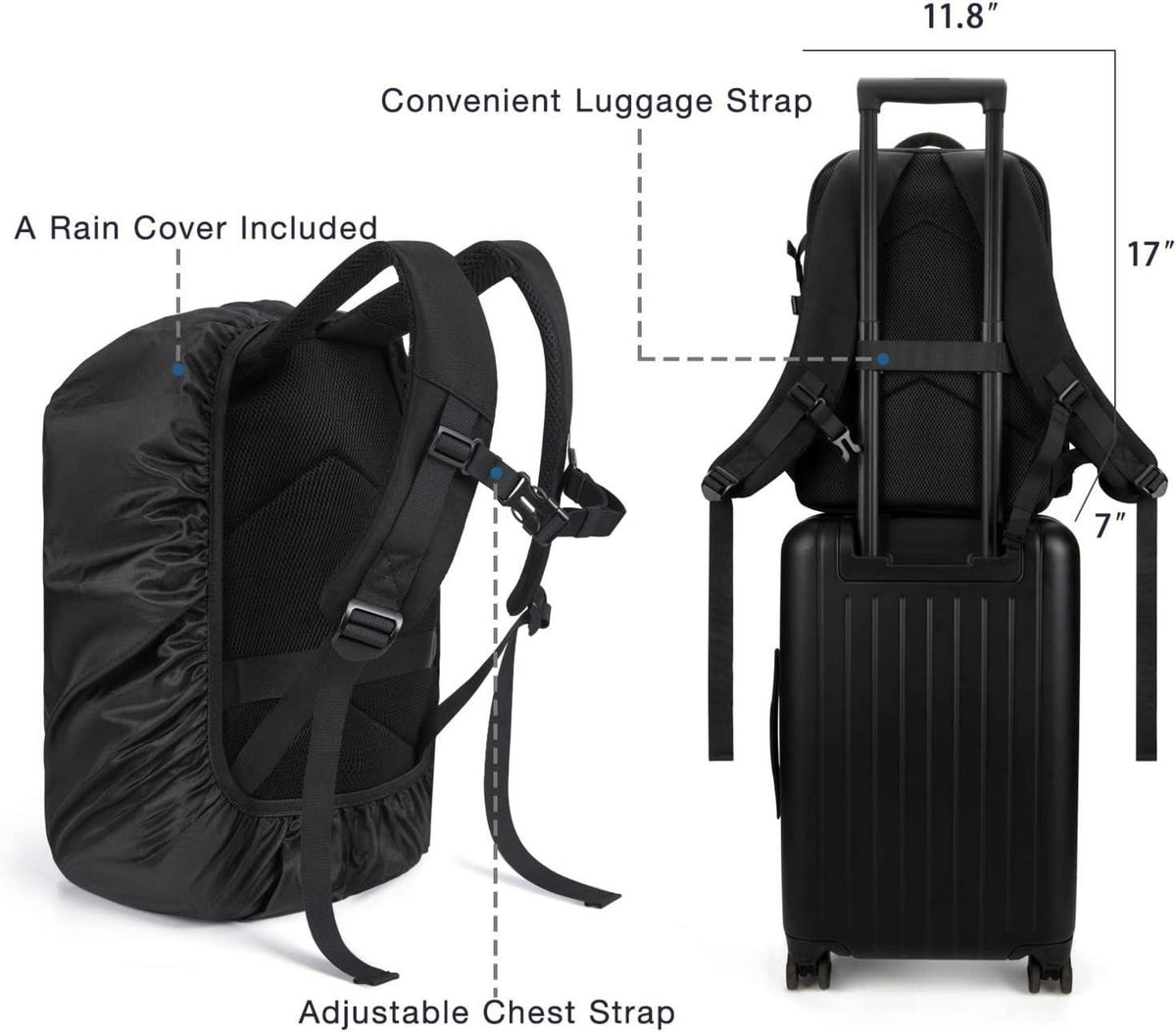 Kamerarucksack 15,6-Zoll Schwarz Wasserfest Stativhalter