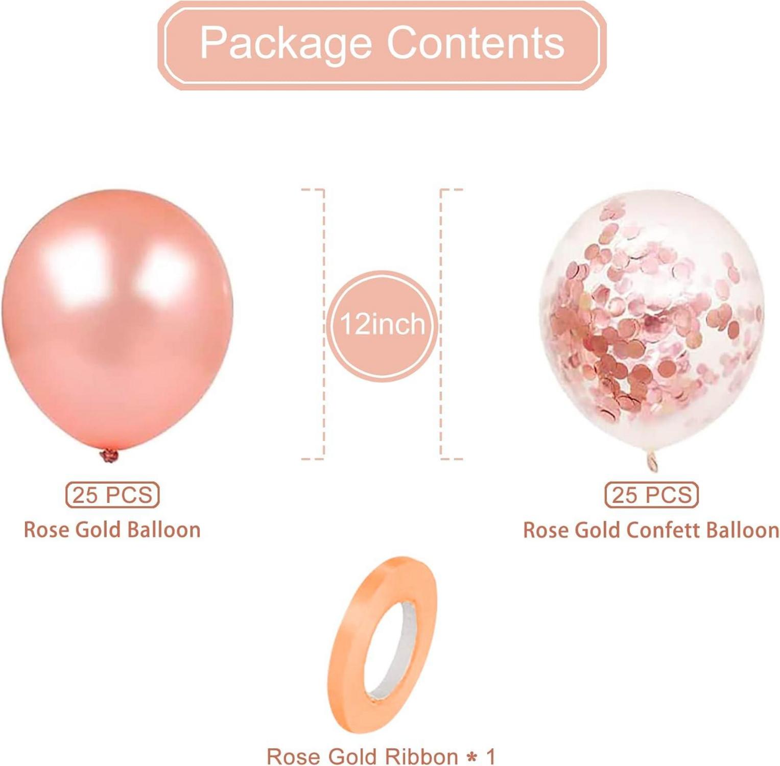50er Set Roségold Konfetti-Luftballons, 12 Zoll, Partydeko