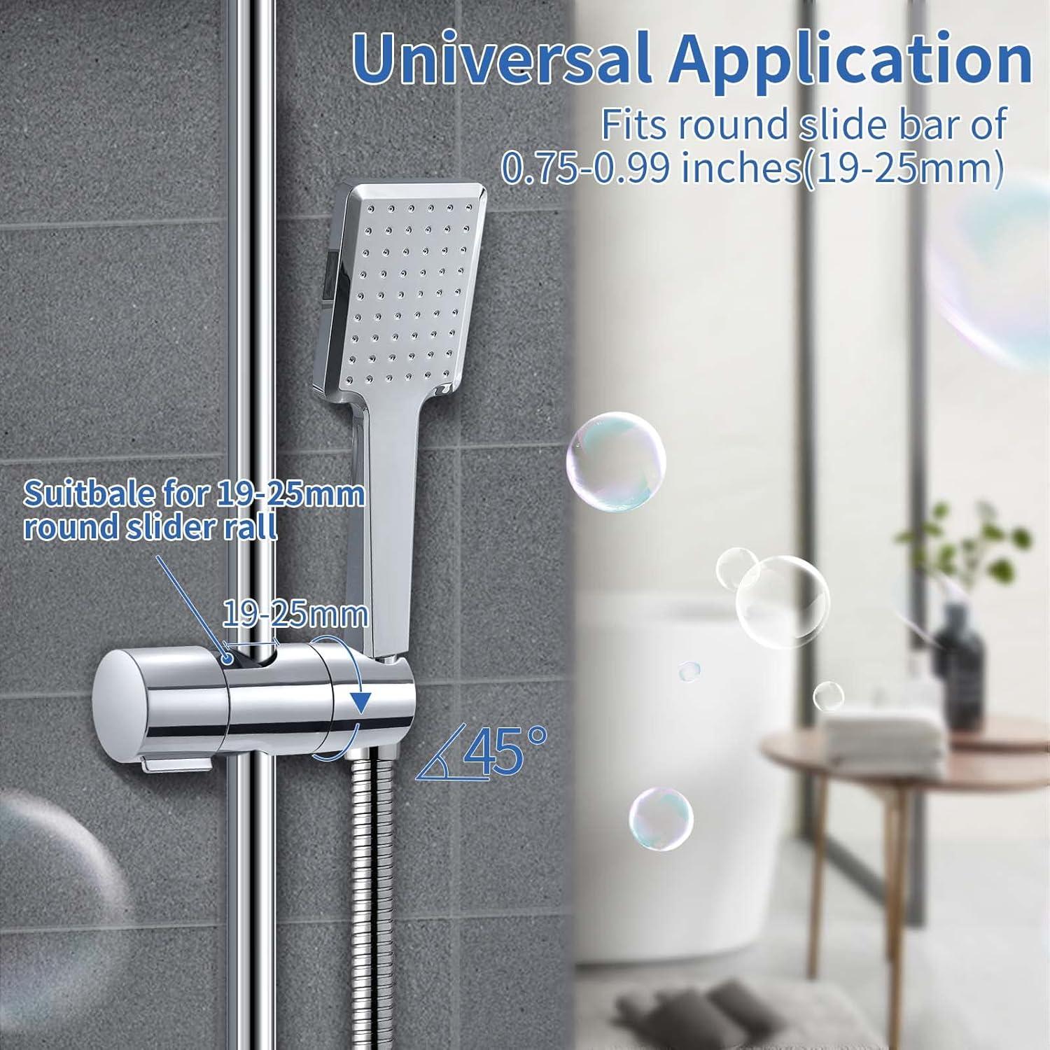 Joyoldelf Universal Handbrause Halterung Verstellbar 19-25mm ABS Verchromt Silber
