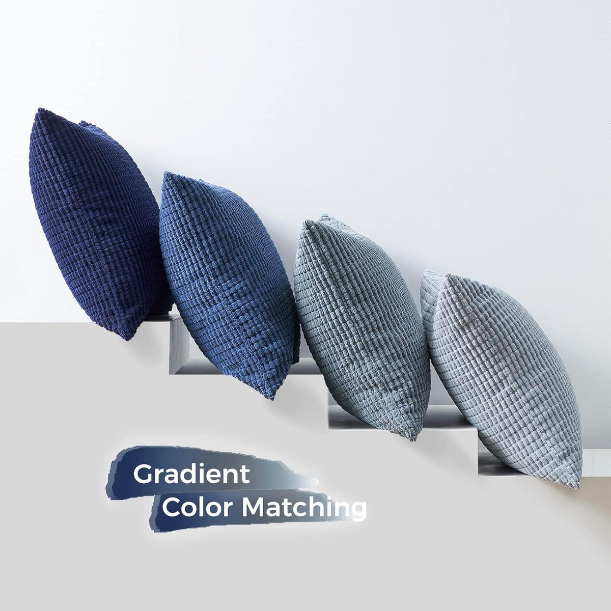 Kissenbezug Blau Cord Farbverlauf 4er Set 50x50cm
