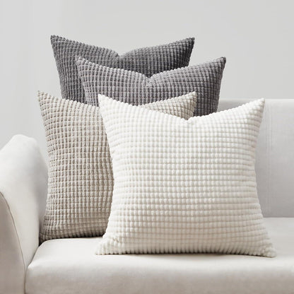 Dekokissenbezug Set Kordsamt Farbverlauf Flauschig 40x40 cm Grau