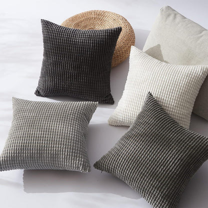 Kissenbezug 40x40 Set 4er Grau Cord körnig Farbverlauf Dekokissenbezug