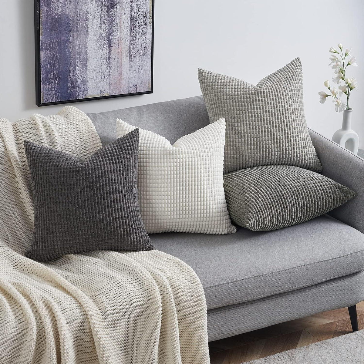 Kissenbezug 50x50 4er Set Kord Farbverlauf Dekokissenbezug Sofa