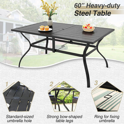 PHI VILLA Gartenmöbel Set 7-teilig Schwarz Metall