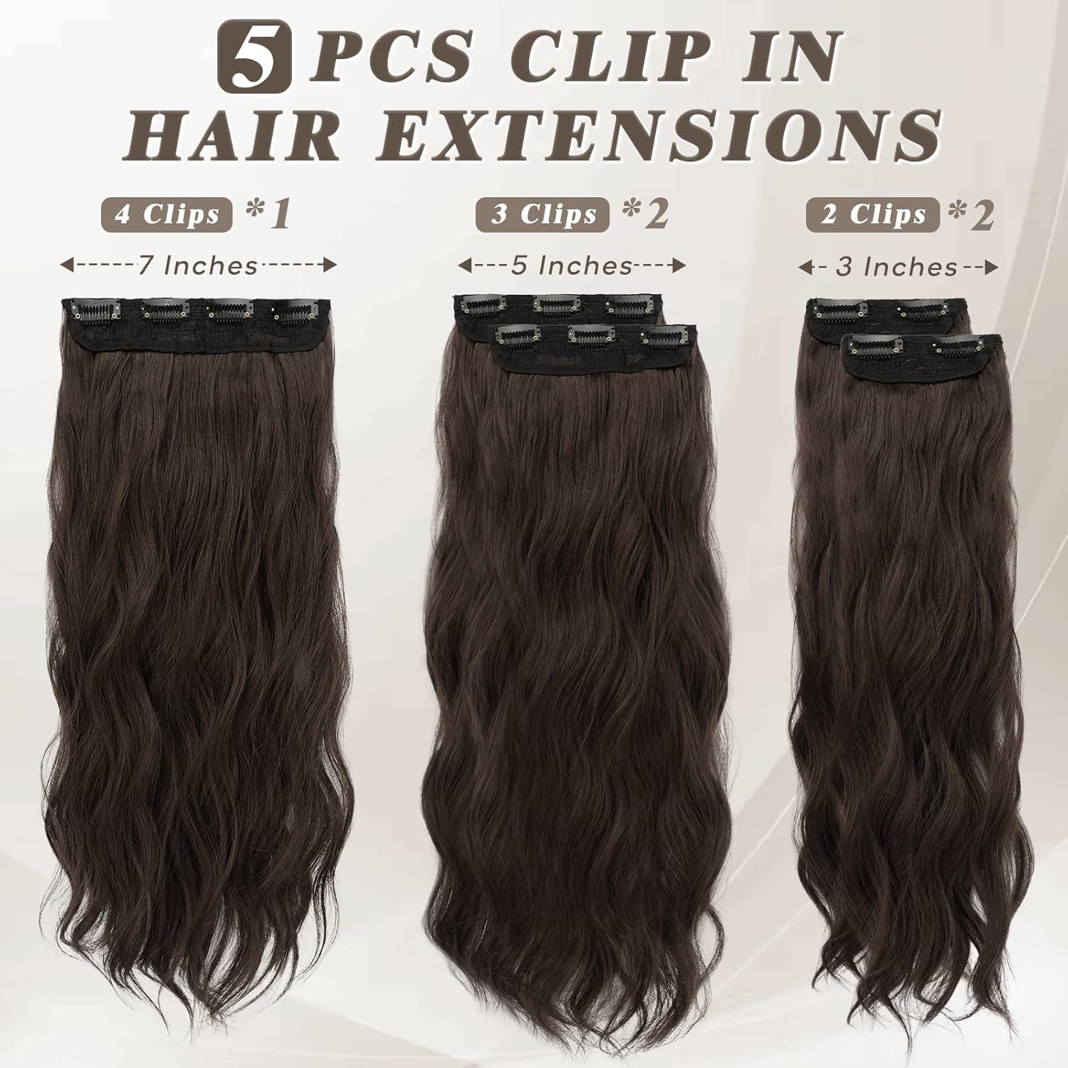 Clip in Haarverlängerung 5 PCS Wellig Synthetik 45 cm