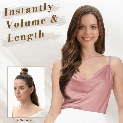 Clip in Extensions 5 PCS 50cm Welliges Haarverlängerung Haarteil Braun
