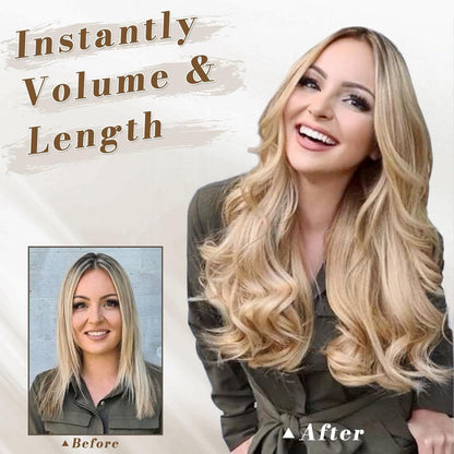 Clip in Extensions Wellige Haarverlängerungen Natürlich Beige Blond Mix 45 cm