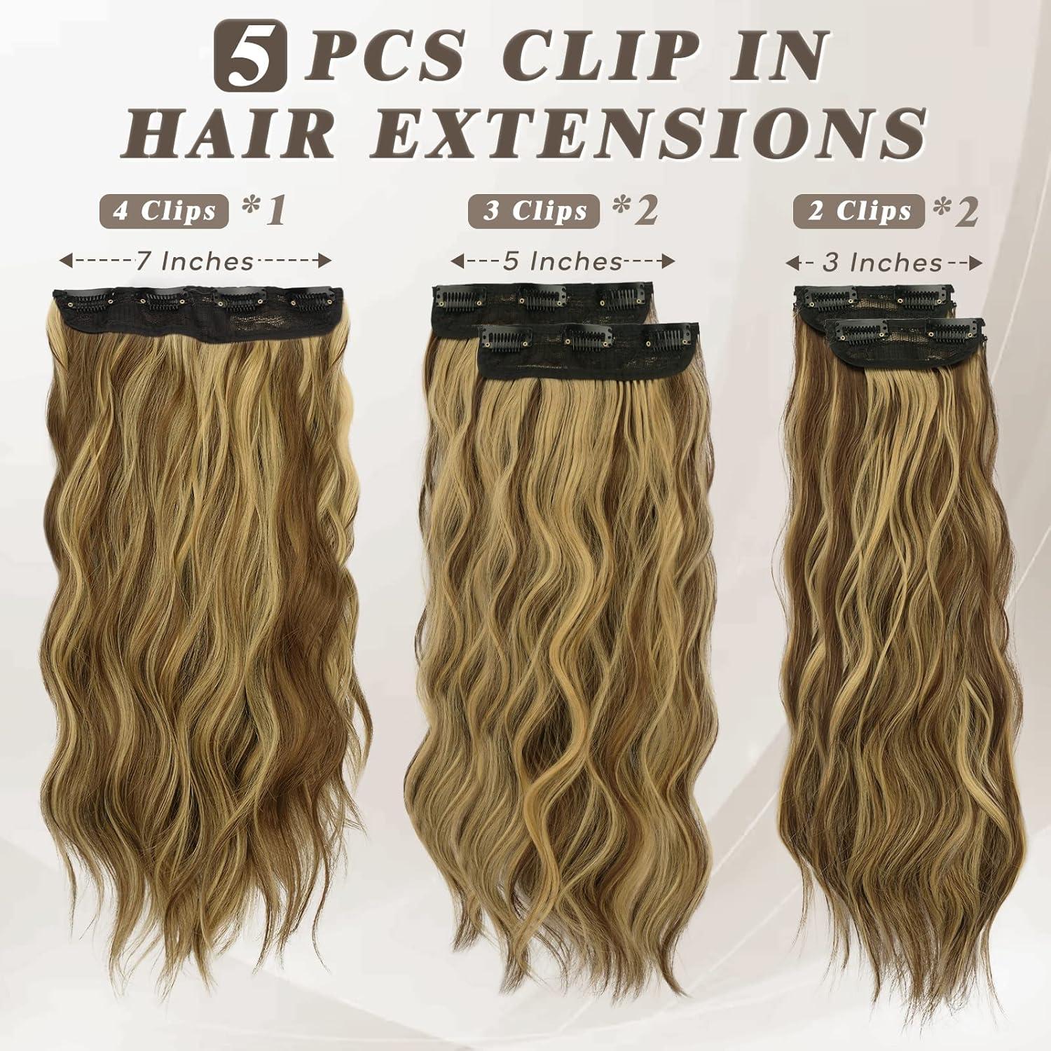 Lange Wellige Clip-in Extensions 5 PCS - Goldblond