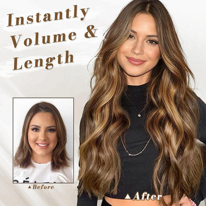 BARSDAR Clip in Extensions 5 PCS Naturwellig Synthetisch Goldblond 45cm
