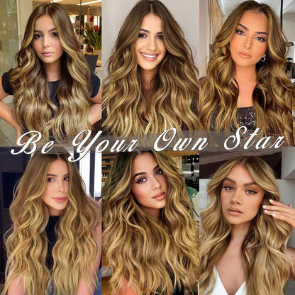 Clip in Extensions Lange Wellige Haarverlängerungen Goldblond 45 cm