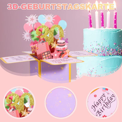 Heyu-Lotus 30. Geburtstagskarte 3D Pop Up Glückwünsche Umschlag 30. Geburtstag