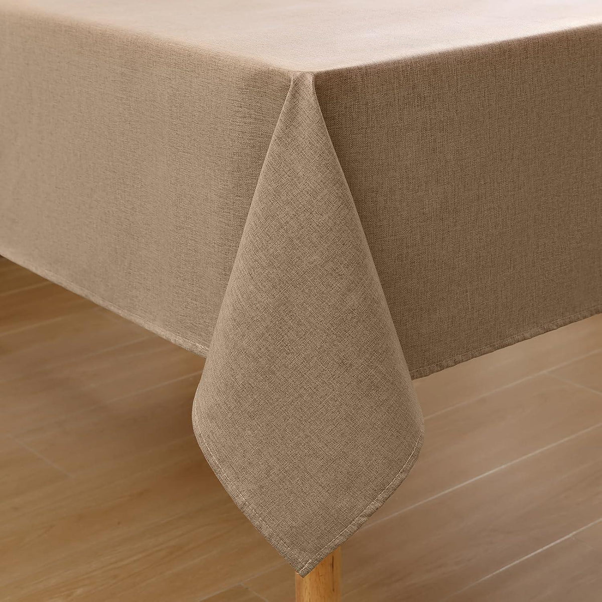 Abwaschbare Leinentischdecke mit Lotuseffekt, Hellbraun, 140x200 cm