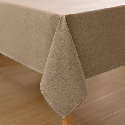 Abwaschbare Leinentischdecke mit Lotuseffekt, Hellbraun, 140x200 cm