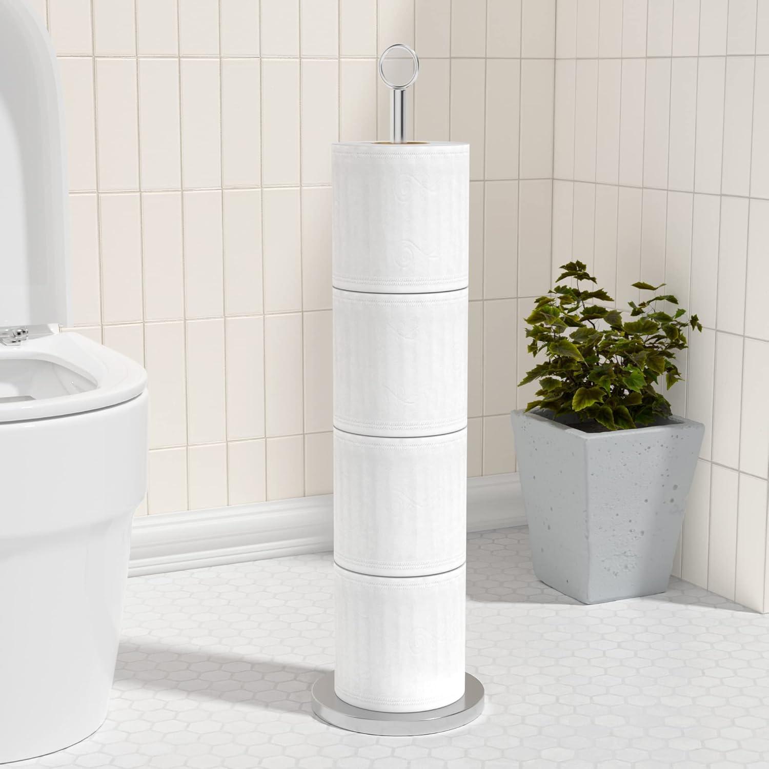 Freistehender Edelstahl Toilettenpapierhalter mit Reservefunktion