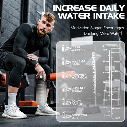 AOHAN Trinkflasche Sport 2l Wasserflasche Strohhalm Früchtebehälter
