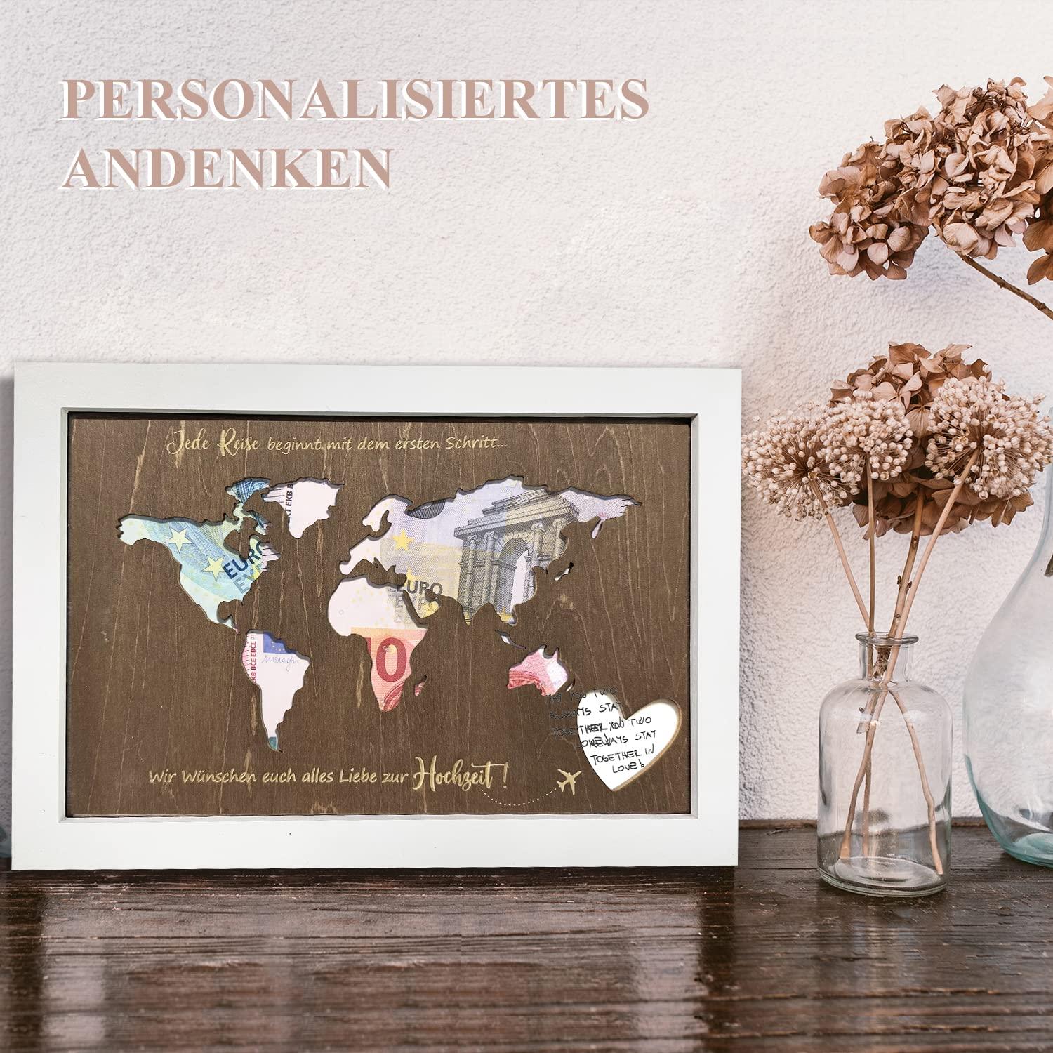 Geldgeschenk Hochzeit Personalisierte Weltkarte Geschenk