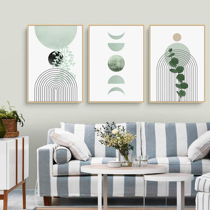 3-teiliges Grüne Pflanze Poster Set, Moderne Wandbilder, Wohnzimmer