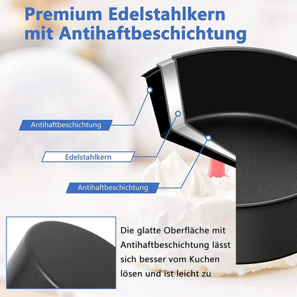 Runde Backformen Set 20cm Edelstahl Antihaftbeschichtet 3er Pack