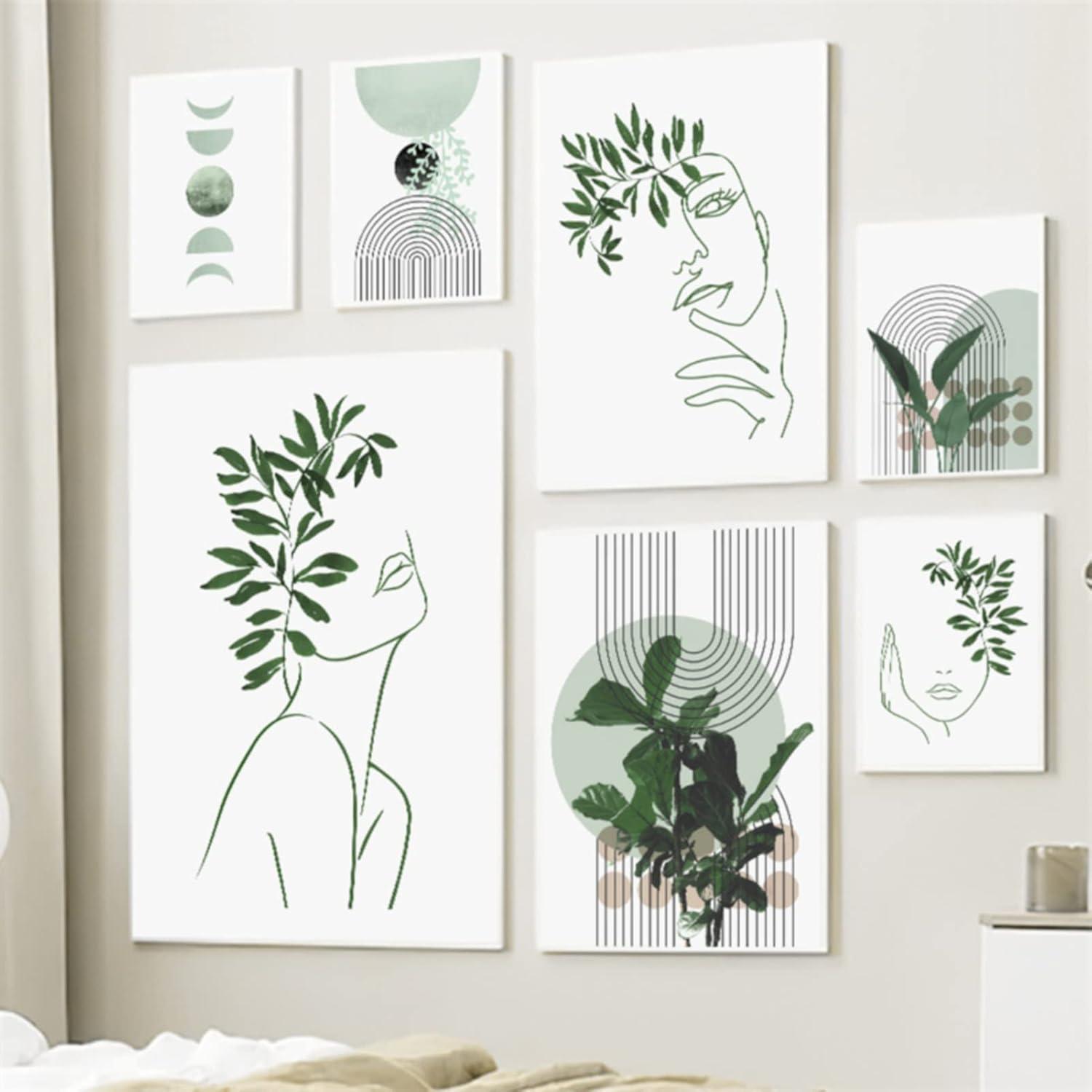 3-teiliges Bohemian Poster Set, Grüne Pflanze