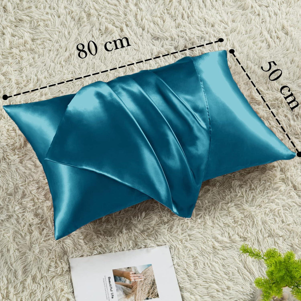 Vielit 2er Set Satin Kissenbezug 50x80 Petrol Haarschonend und luxuriös