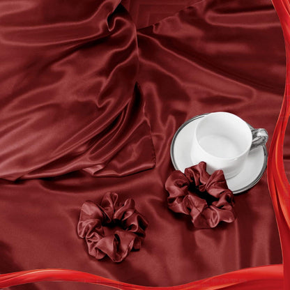Satin Kissenbezug 2er Set 50x80 Rot Haar Haut Haargummis