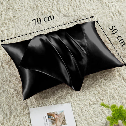 Satin Kissenbezug 2er Set 50x70 Schwarz Haargummis, Pflege für Haar und Haut