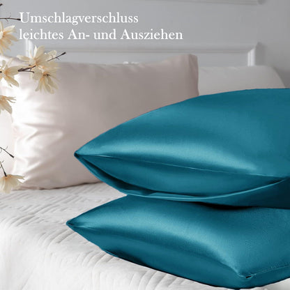 Satin Kissenbezug 50x70 mit Haargummis, Pflege für Haar und Haut