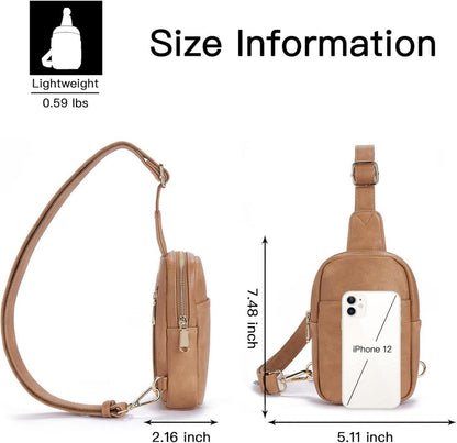Telena Damen Umhängetasche Crossbody Bag Kunstleder Mini Hellbraun