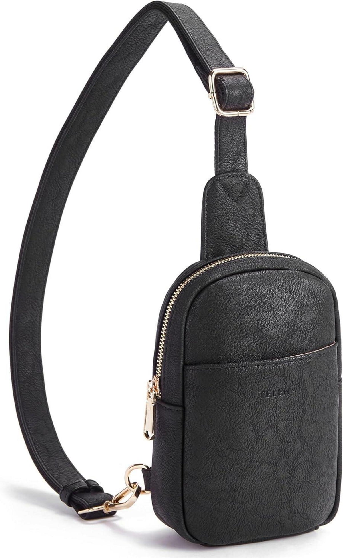 Kleine schwarze Crossbody Bag aus Kunstleder für Damen