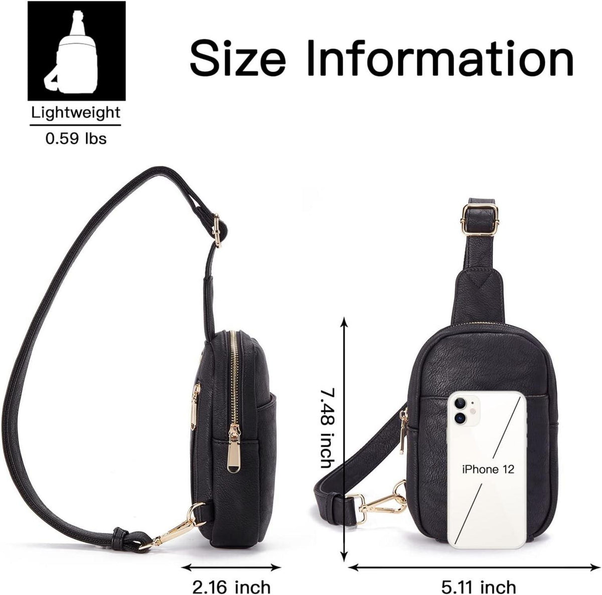 Kleine schwarze Crossbody Bag aus Kunstleder für Damen