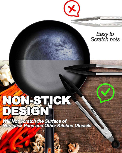 Antihaft-Silikon-Greifzange 18 cm Edelstahl hitzebeständig bis 480 °F