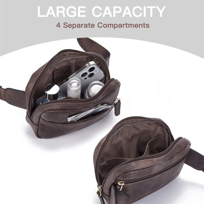 Telena Bauchtasche Damen Gürteltasche PU Leder Tasche Stylisch Brusttasche - Kaffee