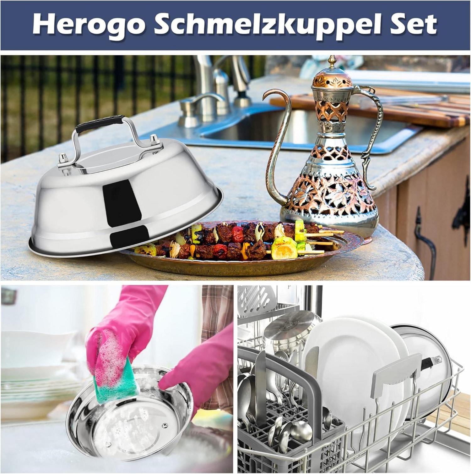 Edelstahl Burgerhauben für Grill & Küche 2 Stück 17 x 6 cm