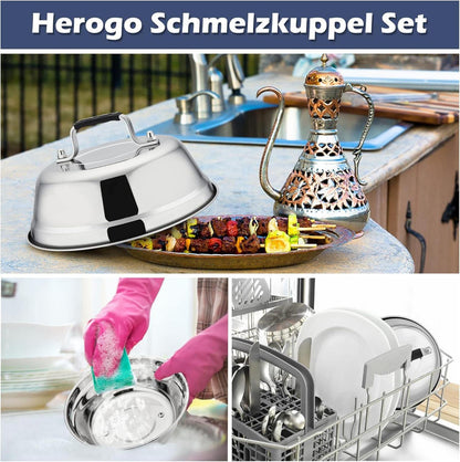 Edelstahl Burgerhauben für Grill & Küche 2 Stück 17 x 6 cm