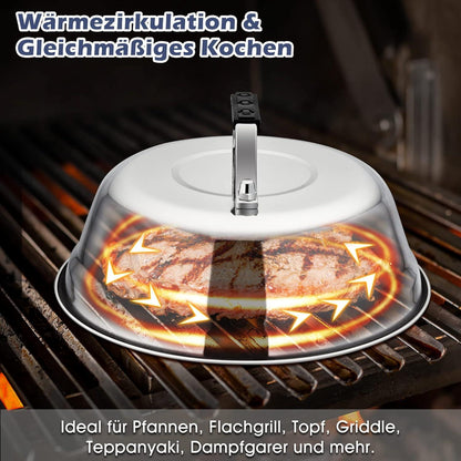Burgerglocke Edelstahl Kunststoffgriff Grilldeckel für Steak Käse
