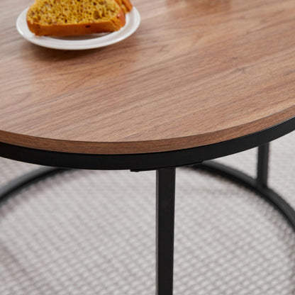 Satztische 2er Set rund, dunkelbraun – Couchtische für Wohnzimmer