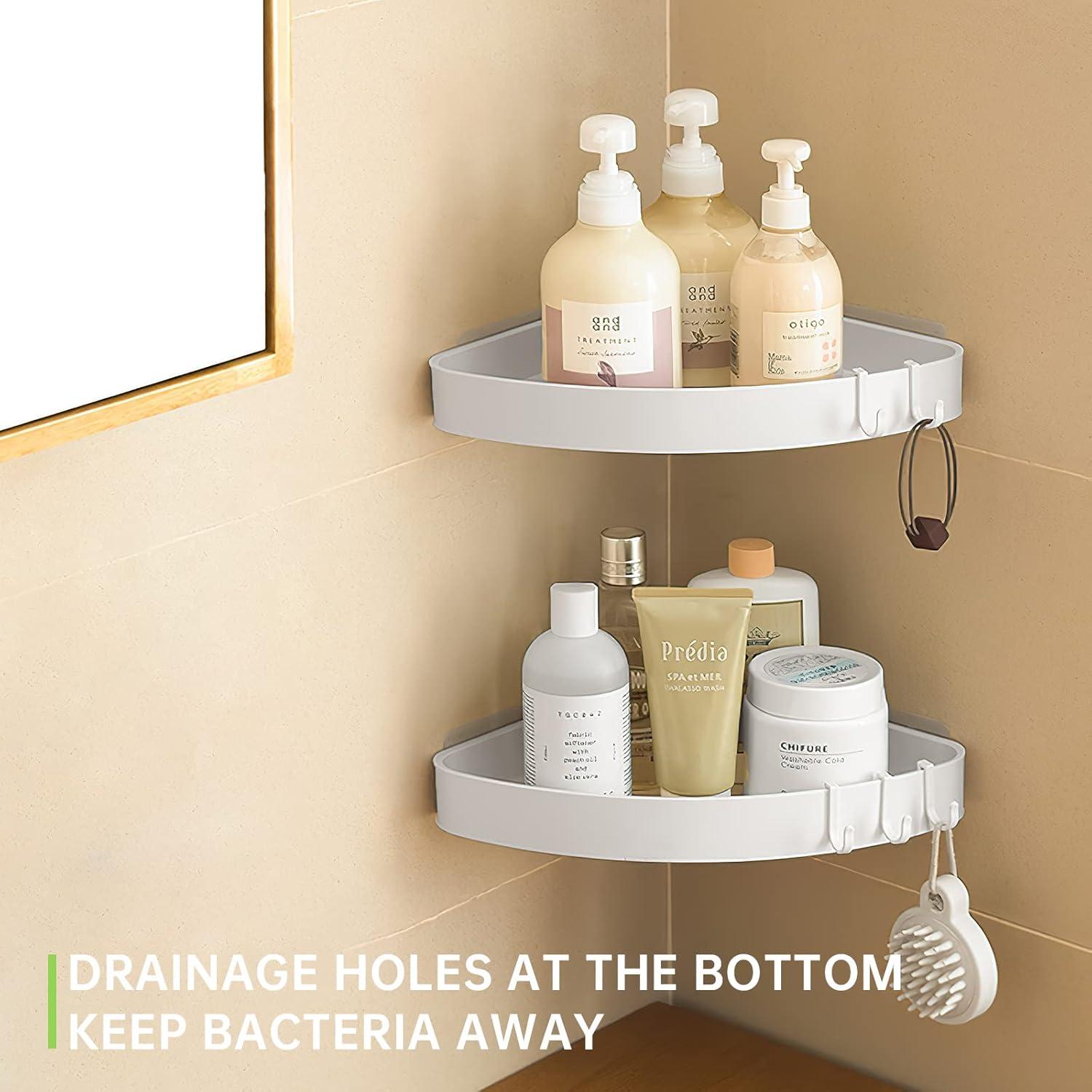 Eckregal Duschablage ohne Bohren Hängen Weiß 2er-Pack, Badezimmer