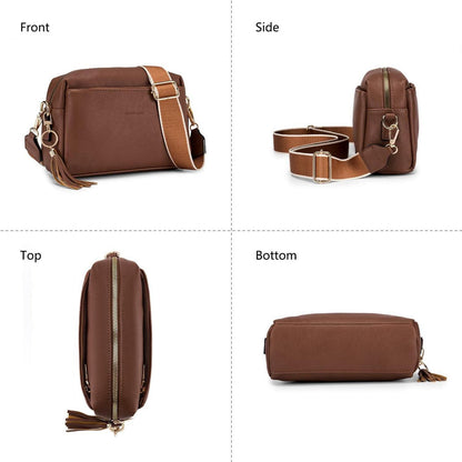 Damen Umhängetasche Veganem Leder Crossbody Schultertasche 3