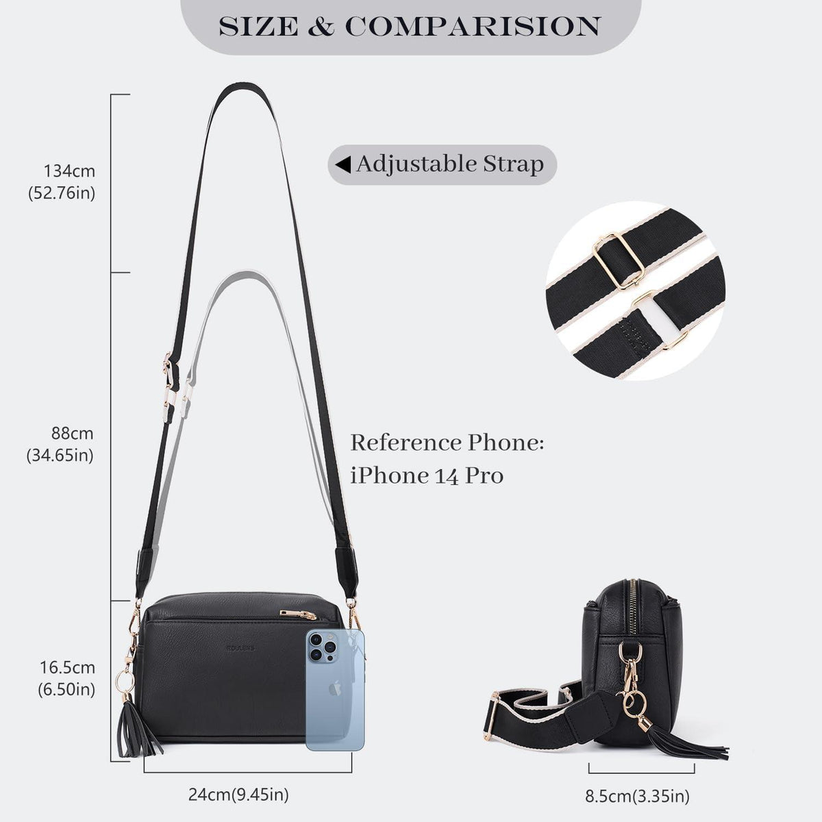 Damen Umhängetasche Veganem Leder Crossbody Schultertasche Roulens