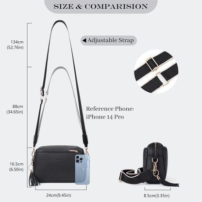 Damen Umhängetasche Veganem Leder Crossbody Schultertasche Roulens