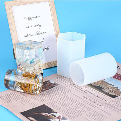 6Pcs Silikon DIY Kerzenform Kit 3D Gießformen & Kerzendocht Set