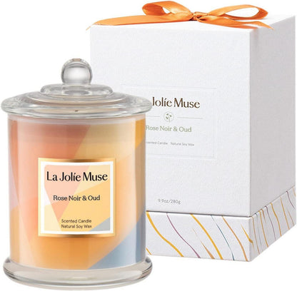 Duftkerze Rose Noir & Oud Muttertag Geschenk 70h Brenndauer 280g