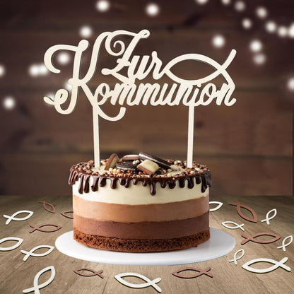 Holz Cake Topper Kommunion Taufe Fische Konfirmation Erstkommunion