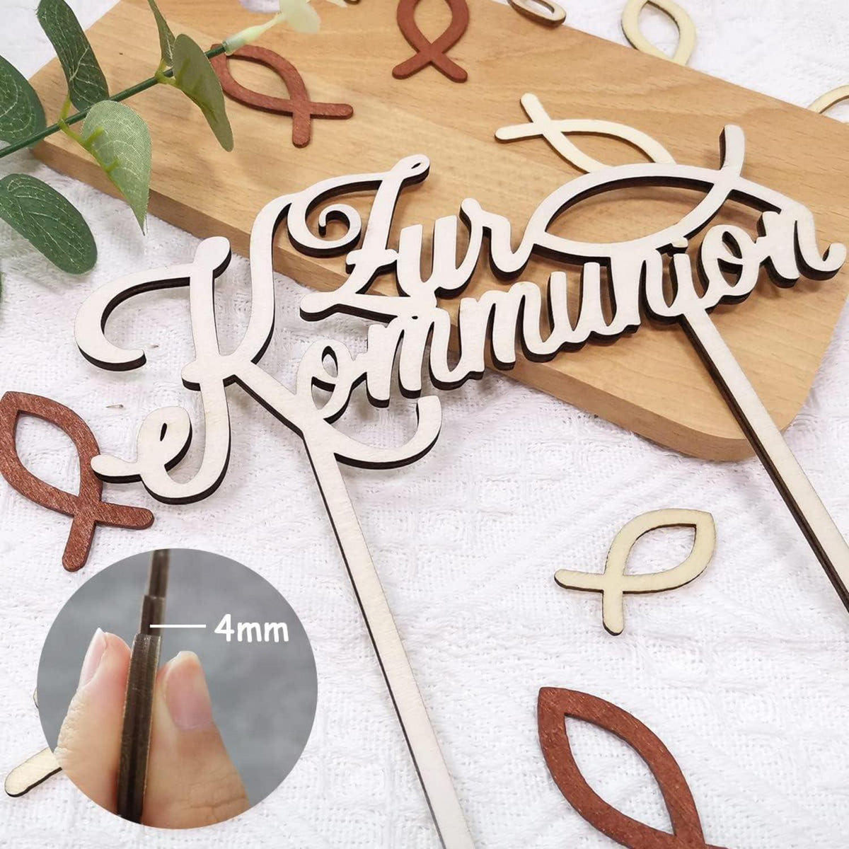 Kommunion Cake Topper Holz Taufe Fische Tischdeko Junge